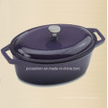 Oval Caçarola de ferro fundido Forno holandês com esmalte Acabamento Tamanho 29X22X11.6cm